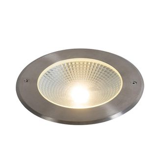 QAZQA Moderno Foco De Suelo Moderno De Acero Con Led 20w - Bridge Vidrio /pl&aacute;stico /acero Inoxidable Redonda Incluye Led Max. 1 X 20 Watt - Qazqa