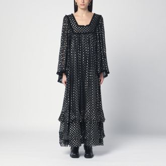 Chlo&eacute; Maxi black dress with lightweight silk ruffles