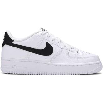 Nike Air Force 1 GS Leather Youth Lace up Trainers - White Black - Size:UK 3.5