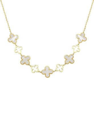 Italian Gold, Inc 14K Mother Of Pearl Station Layered Clover Necklace