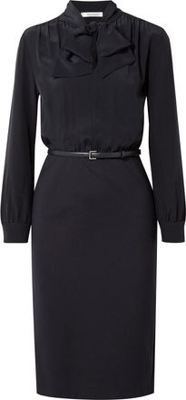 Max Mara Max Mara Navy Crepe De Chine Pussybow Gelada Midi Dress Size S