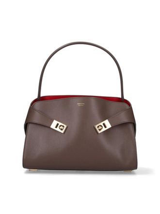 Ferragamo Medium Calf Leather Hug Soft Handbag with Gancini Closure