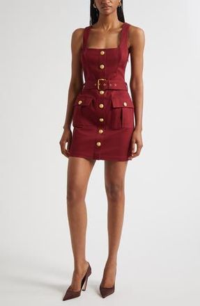 L'agence Midy Button Sleeveless Stretch Cotton Minidress in Black Cherry at Nordstrom Rack, Size 6