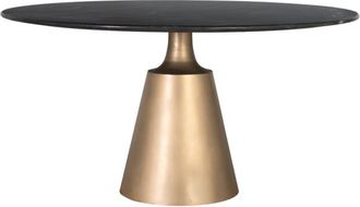 Giner&Colomer Mesa redonda de mármol negro y base de metal dorado satinado 150 cm