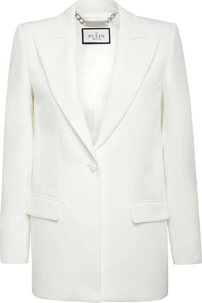 Philipp Plein Stretch Cady Blazer - Dames - Blazers - Wit - L - Leer - Jassen