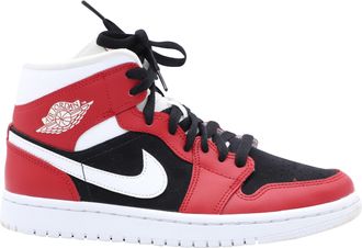 Nike Pre-owned Womens Jordan 1 Mid in Gym Red Black Leather - Size 37.5 EU/IT