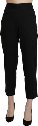 Bencivenga Black High Waist Straight Cropped Dress Womens Pants