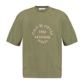 Stone Island T-Shirts, male, Green, Size: 2XL Embroidered Logo T-shirt