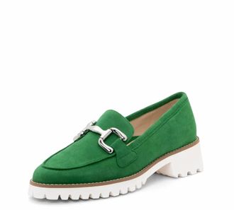 Ara Womens Kiana Buckle Chunky Sole Loafer In Grass Kid Suede