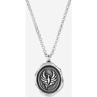 Dower & Hall Mens Fly High Phoenix Talisman Necklace in Sterling Silver at Nordstrom, Size 22
