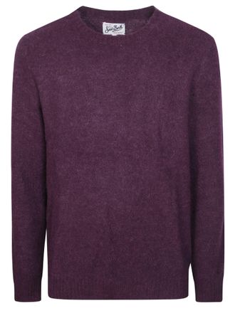 MC2 Saint Barth Long-Sleeved Crew Neck Sweater In Deep Purple Alpaca