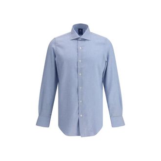Finamore Light Blue Cotton Dress Mens Shirt