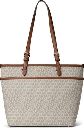 Michael Kors Winston Medium Top Zip Pocket Tote Handbags Vanilla/Acorn, Canvas/Polyester/Polyurethane