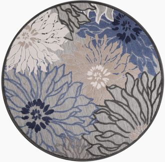 Sanat Hali Teppich »Floral 2 Outdoor« rund 6 mm Höhe In- und Outdoor geeignet, florales Design, Balkon, Terasse