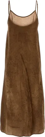 Uma Wang Womens Brown Viscose Blend Anaya Dress Mustard Exterior: Cupro Abiti