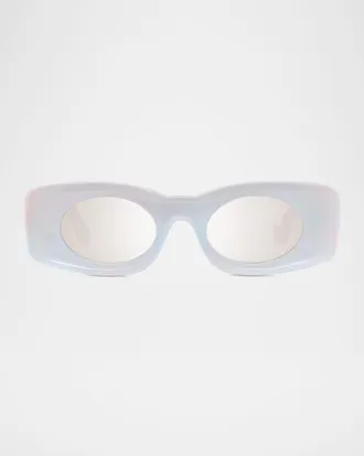 Loewe Men & apos;s Holographic Thin Geometric Sunglasses