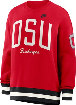 Nike Ohio State Legacy Nike Womens College Pullover Crew in Red | 040H10FJOBV-V89