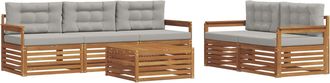 vidaXL Conjunto De Sof&aacute;s De Exterior 6 Uds. Natural Y Gris Claro Vidaxl