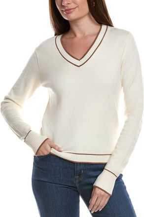 Theo & Spence Stripe Trim V-Neck Sweater