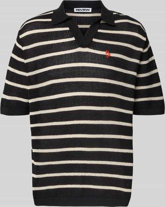 Review Strickshirt mit Polokragen und Label-Stitching in Black, Gr&ouml;&szlig;e XL