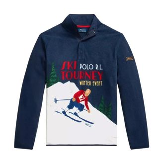 Ralph Lauren Polo Shirts, male, Multicolor, Size: 2XL Polar Fleece Sweatshirt with Skier Print