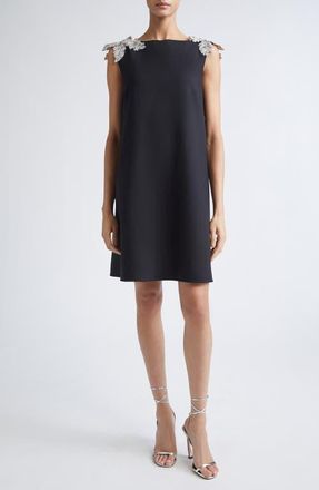 Oscar De La Renta Sequin Fern Detail Sleeveless Shift Dress in Black at Nordstrom, Size 12