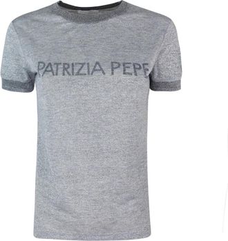 Patrizia Pepe Essential knit T-shirt - Dames - T-shirts - Grijs - M - Polyester - Tops