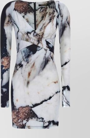 Roberto Cavalli printed abstract fitted mini v-neck dress