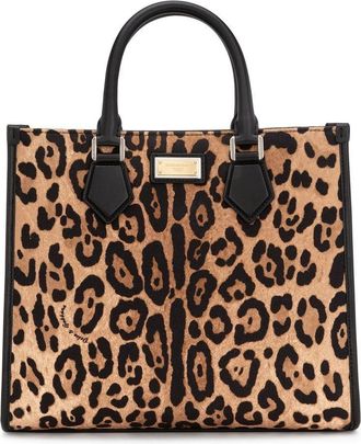 Dolce & Gabbana leopard-print tote bag - men - Cotton/Cotton/CALFSKIN/CALFSKIN/Viscose/Acrylic - OS - Brown