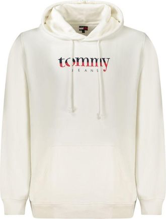 Tommy Hilfiger Mens Logo Print Pullover Hoodie - Ivory Cotton - Size X-Large