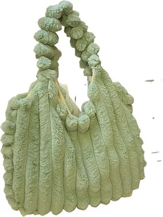 Generic Womens Plush Bags Women Plush Tote Handbag Large Capacity Soft Satchel Bag Versatile Casual Shopping(Green)