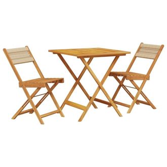 Berkfield Home 3 Piece Bistro Set Beige Polypropylene & Solid Wood