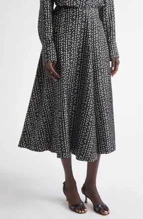 Altuzarra Varda Floral A-Line Silk Skirt in Black Bluebell at Nordstrom, Size 40