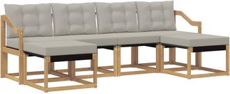 vidaXL Conjunto De Sof&aacute;s De Exterior 6 Uds. Blanco Y Gris Claro Vidaxl