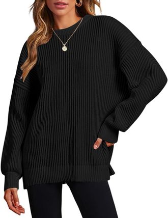 Zeagoo Jumper Women Winter Sweaters Knitted Long Sleeve Tops Chunky Jumpers Fall Ladies Pullover Autumn Casual Black S
