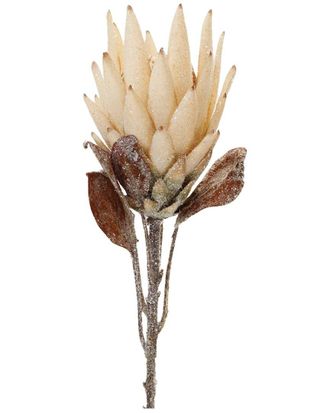 Melrose International Set Of 2 Beige Protea Flower Stem