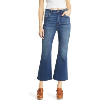 Hidden Jeans Happi Raw Hem High Waist Crop Flare Jeans in Dark Wash at Nordstrom, Size 25