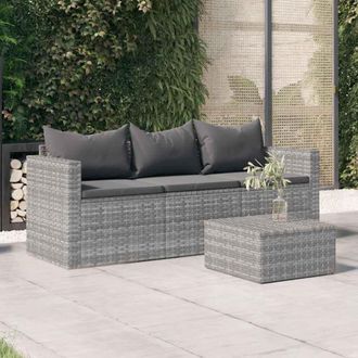 vidaXL Divano Da Giardino A 3 Posti Con Cuscini In Polyrattan Grigio - Vidaxl