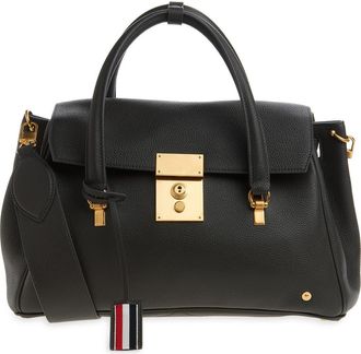 Thom Browne Bolton Pebble Grain Leather Satchel in Black at Nordstrom