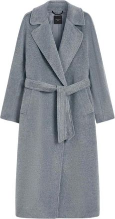 Max Mara Elegante Alpaca Wollen Jas - Dames - Jas met riem - Grijs - M - Wol - Jassen