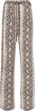 Marine Serre python-print trousers - women - Viscose/Elastane - 38 - Neutrals