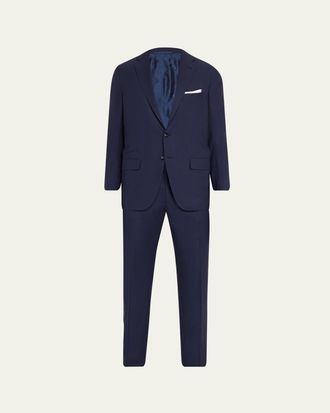 Kiton Mens Mini-Check Wool Modern Fit Two-Piece Suit