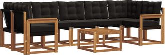 vidaXL Conjunto De Sof&aacute;s De Exterior 8 Uds. Natural Y Negro Vidaxl