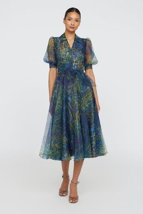 Theia Winnie Puff Sleeve Shirt Dress in Herbarium at Nordstrom, Size 16