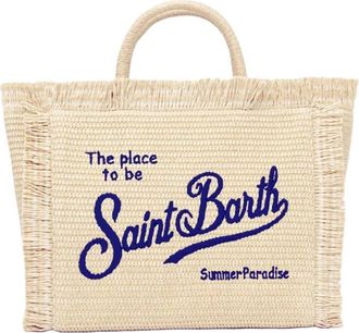 MC2 Saint Barth Rectangular Woven Tote Bag with Fringed Edges
