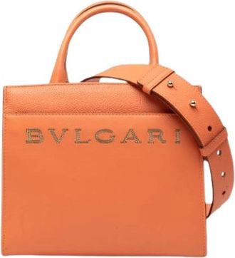 Bulgari Pre-owned Satchel - Dames - Vintage Handtas - Oranje - ONE Size - Leer - Vintage