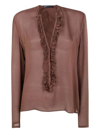 Ibrigu ruffled blouse - women - Silk - 44 - Brown