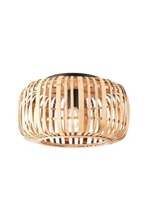 Netlighting Mathias Decorative Flush Ceiling Lamp Natural Bamboo Plywood Matt Black Paint