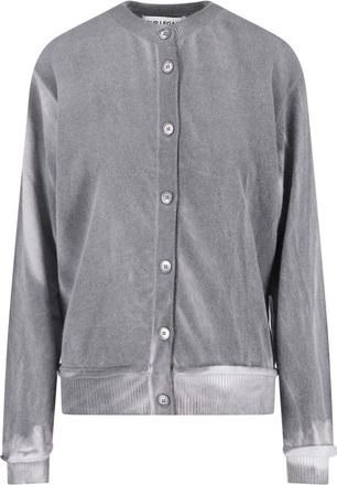 Our Legacy Grey Plush Button-Up Ribbed Sweater