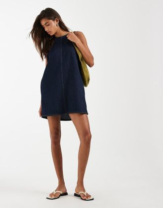Levi's Vestito a trapezio in denim blu stile anni 90
